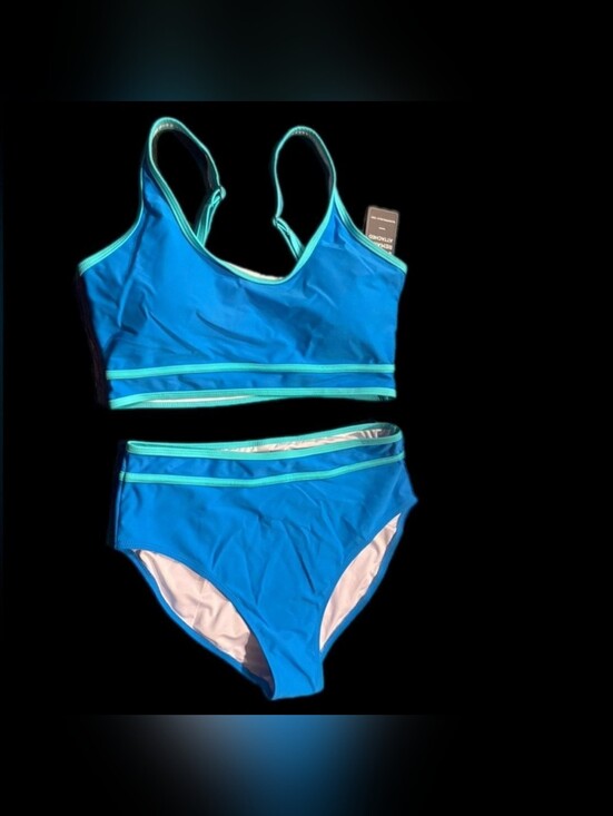 Blooming Jelly Other - Sporty Blue Two-Piece Bikini Set with Aqua Trim